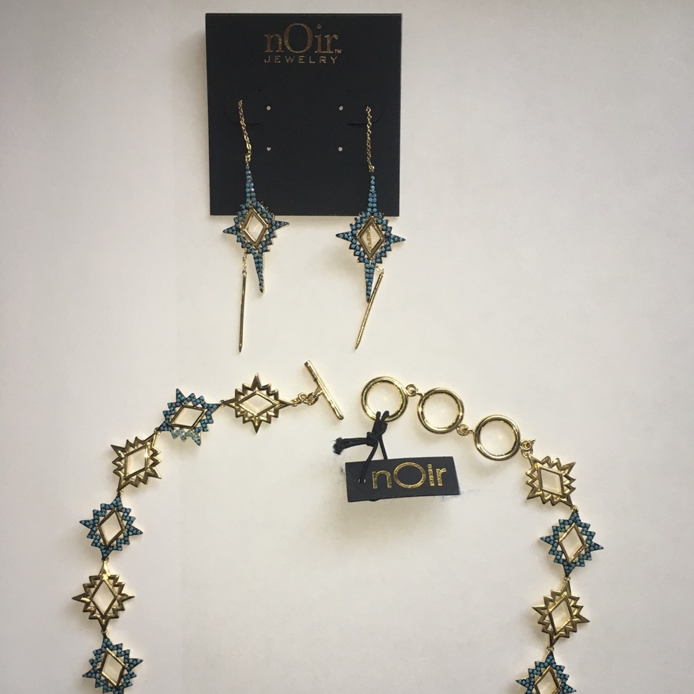 Noir Jewelry Earring Bracelet Set Gold NWT!
